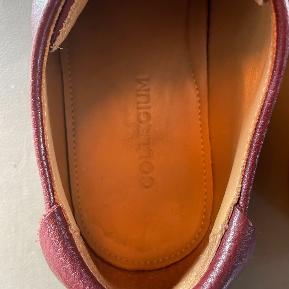 Collegium Men's Leather Sneakers – Burgundy – Size US 8.5 / EU 42 - Picture 3 of 8